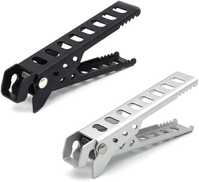 2 Pack Stainless Steel Hot Plate Gripper Clips Holder Tongs For Moving Hot Plate Bowls Pizza Pan Air Fryer Microwave Oven with Food Out Black and Silver