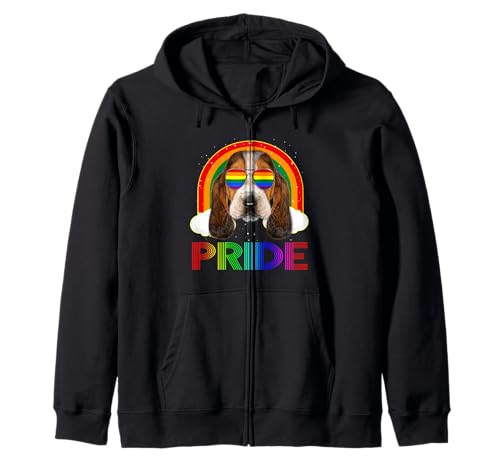 Basset Hound Dog LGBT Rainbow Gay Lesbian Funny LGBTQ Pride Sweat à Capuche
