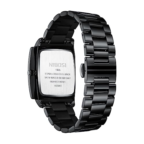 Image of NIBOSI Men's Watches Analog Military Sport Black Dial Watches for Men Business Waterproof Casual Watch Stainless Steel Wrist Watches Date