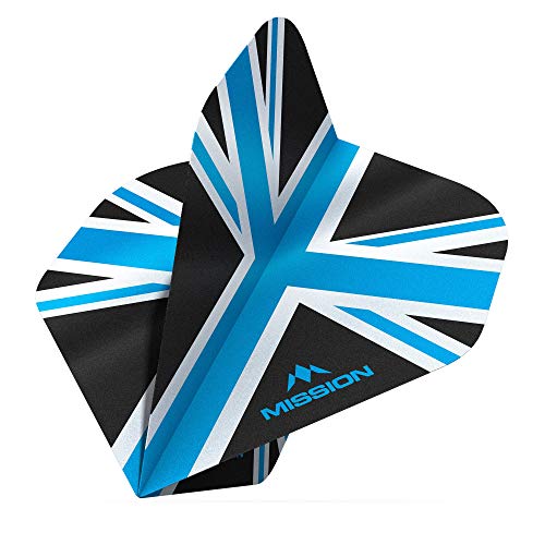 Mission Darts Alliance Flights | Extra Strong Premium UV Flights | Union Jack Standard Shape 100 Micron, Blue, 3 Sets of 3 Flights (3XF3081)