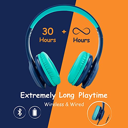 Kinderkopfhörer Bluetooth, PowerLocus Kinder Kopfhörer Kabellos mit LED-Leuchten und 94DB Lautstärkebegrenzung, Klappbare Kopfhörer, Hi-Fi HD Stereo, Eingebautes Mikrofon – Bild 3