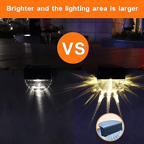XJFCMMT Solar Garden Deck Lights, 4 Pack LED Solar Step Lights Outdoor Waterproof Solar Fence Lighting Stair Lights, Decorative for Patio Pathway Yard Fence Stair, Warm White/Color Changing Lighting