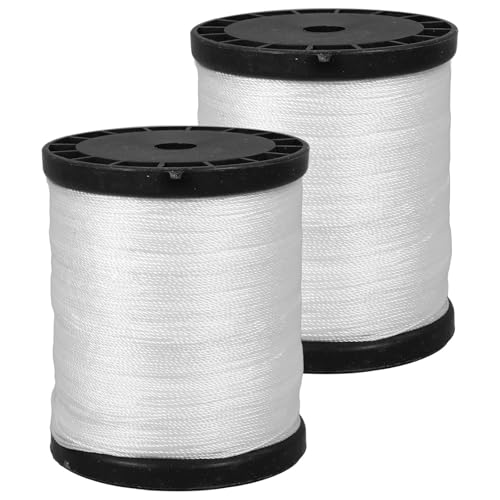 ORFOFE Ficelle Nylon Maçonnerie Torsadée Haute Résistance, Cordeau Construction Blanc 0,195 Kg, 2 Rouleaux pour Travaux Maçon et Jardinage, Outil Polyvalent Chantier Professionnel