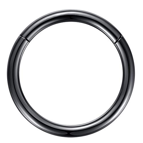 ORANGELOVE 14mm Nose Rings 8 Gauge Black Nose Ring Hoop 8g Cartilage Earring Surgical Steel Helix Earring Conch Earrings Lip Rings Labret Jewelry Lobe Earrings for Women Men Nose Piercing Jewelry by ORANGELOVE - Used condition - US$9.06