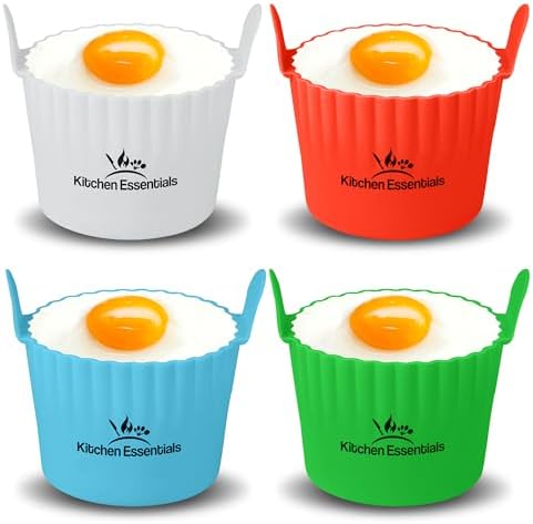 Air Fryer Baking Ramekins – Premium Food-Grade Silicone Mould Cups – Large Size, Easy Release Nonstick Bakeware Set, 4-Pack for Eggs, Muffins, Cupcakes, Puddings, Tarts, Custards, and More!