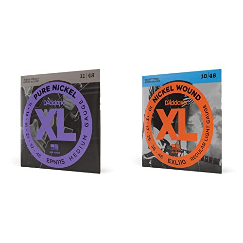 D’Addario EPN115 Cordes en nickel pur pour guitare électrique Blues/Jazz Rock 11-48 & EXL110 Cordes en nickel pour… - Les Beatles, Paul McCartney, John Lennon, RIngo Starr, George Harrison D'Addario EPN115 Cordes en nickel pur pour guitare électrique Blues/Jazz Rock 11-48 & EXL110 Cordes en nickel pour…