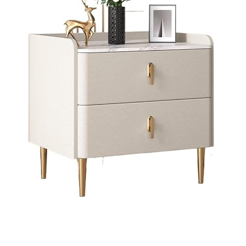 BGGJJ Bedside Table Light Luxury Nightstand All Solid Wood Bedroom Modern Simple Storage Small Cabinet Bedside Rock Plate Small Bedside Organizer Side Tables Bedroom(40x40x50cm)