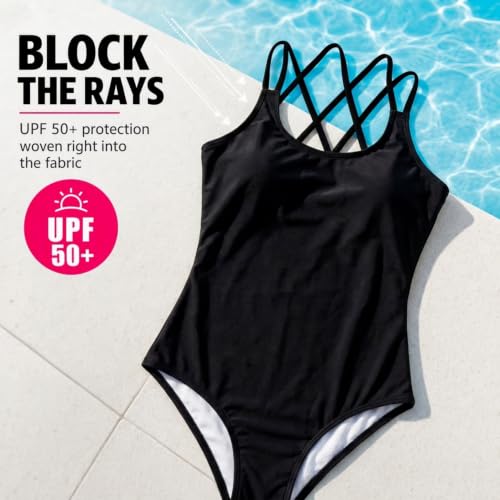 Image of Kanu Surf Girls' Reese UPF 50 Beach Sport Criss-Cross One Piece Swimsuit