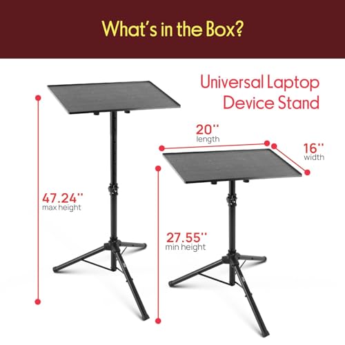 image for PYLE Laptop & Projector Stand, Tripod Stand With Adjustable Height 28
