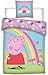 Juego Ropa de Cama 90cm Peppa Pig con Arco Iris: Funda para Nórdico y Funda de Cojín