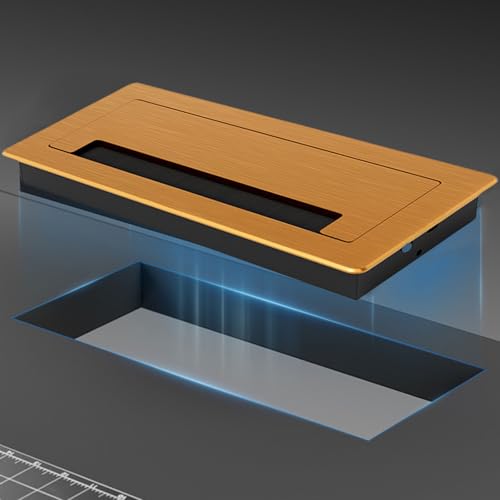 Œillet rectangulaire en métal brossé pour câbles de bureau à la maison - 6