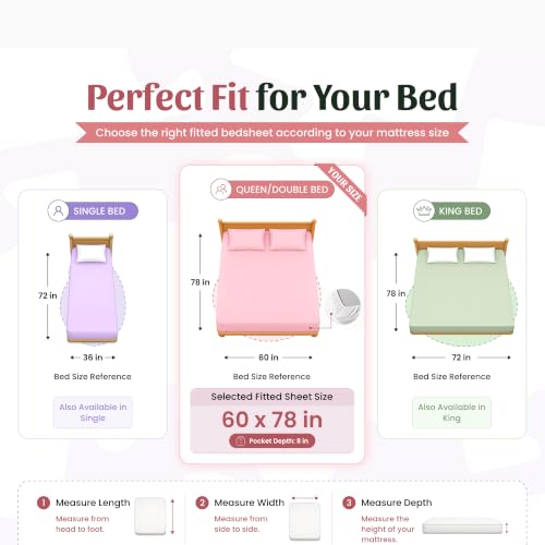 Image of LORETO - A QUALITY LINEN BRAND 186 TC 100% Pure Cotton Double /Queen Fitted Bedsheet with 2 Pillow Covers for 78 x 60 Inch Mattress, All-Around Elastic, 8 Inch Deep Pocket, Aqua Blue Bear & Duck