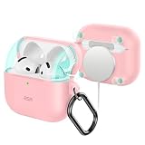 ESR AirPods 4 ケース (HaloLock) AirPods 第4世代 ケース (2024) (USB-C) 対応 MagSafe 対応 カラビナ付き完全落下防止カバー Cloundシリーズ ピンク