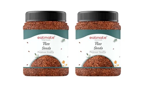 Image of Eatmate Flax Seeds (Alsi) 2-Pack | 1 Kg Each Jar | Total 2 Kg | Whole Raw Flaxseed | Plant Protein | Omega-3 Source | Ideal for Baking, Smoothies & Daily Use