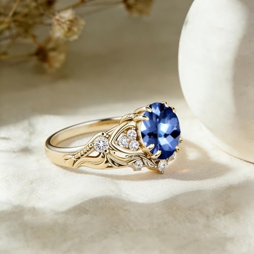 Image of Gemstone Vintage Rings for Women s925 Sterling Silver Round Cut 1.0 Carat Gemstone with Moissanite Promise Engagement Anniversary Ring for Her