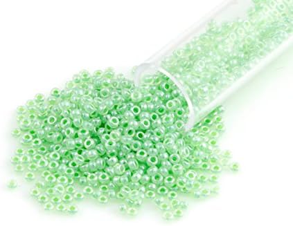 Miyuki Round Rocaille Seed Bead 15/0 Ceylon Light Green (3 Gram Tube)