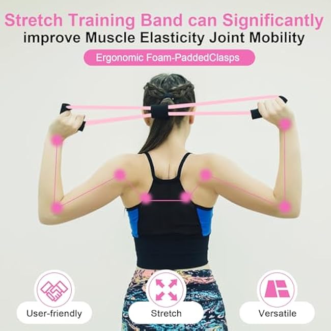 Figure 8 Shaped Resistance Bands -4-Pack Workout Bands with Handles Figure, 8 Exercise Bands for arm Shoulder Stretching, Leg Stretching, Yoga, Pilates, Home Gym Workout Equipment for Women Men