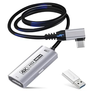 Guermok 4K USB3.0 HDMI Capture Card for Streaming, PD100W, 90° USBC, 3.3ft 4K@60FPS 1080P@240FPS HDMI to USB A/C Video Capture Devices for Pad/Tablet/MacOS /Switch2/1/ Camera/PC/Laptop
