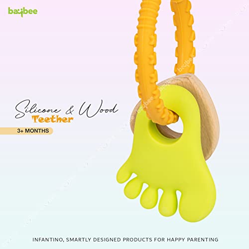 Image of Baybee Silicone Teether for Baby 6 to 12 Months | Textured Silicone Toy for Teething Relief | Non-Toxic Food Grade & BPA-Free Infant Chew Aid | Lightweight & Safe Teether for Babies | Oral Care Toy