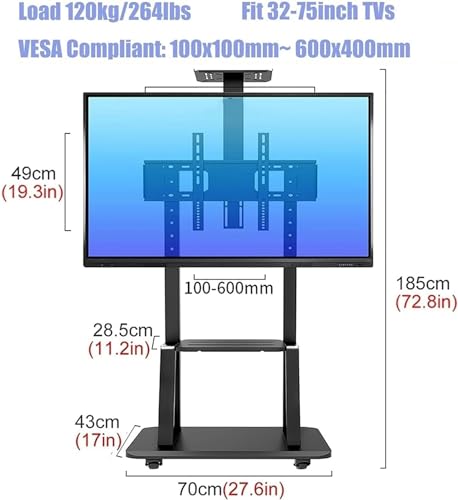 Soporte móvil para TV 40-65 pulgadas con ruedas y almacenamiento miniatura 3