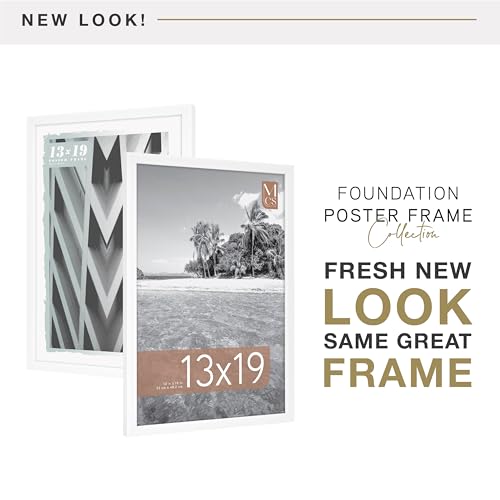 Image of MCS Foundation 13x19 Poster Frame Traditional White, Vertical & Horizontal Wall Hanging Large Picture Frame for Photos, Posters & Art Prints (1-Pack)