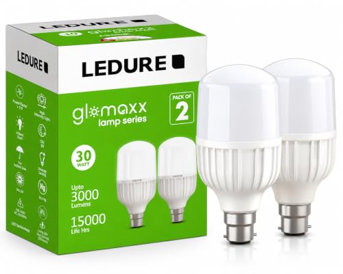 Image of LEDURE 30W LED Bulb|High Wattage B22 Base Bulb|BIS Approved|CoolWhite,Pack-2