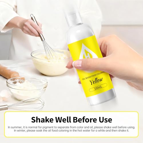 Image of Yellow Oil Based Food Coloring for Chocolate - Herbeklab 100ml Professional Concentrated Oil Food Dye for Candy Melts, Chocolate, Cake Pops, Strawberries & Baking