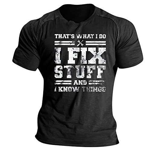 Blusa para hombre, retro, manga corta, cuello redondo, camiseta vintage de manga corta, camisa de verano, suelta, informal, gimnasio, entrenamiento, camisetas, botones góticos, Negro-4., XL