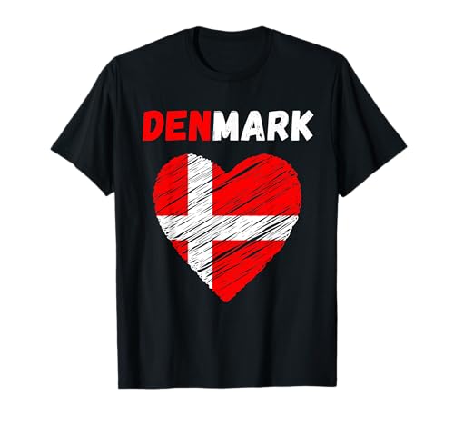 Dänemark Flagge Urlaub Dänemark Herz Dänische Flagge T-Shirt