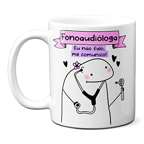 Caneca Fonoaudi&oacute;loga Eu N&atilde;o Falo, Me Comunico! Presente (Branca)