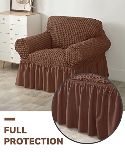 Armchair-Slipcover-1-Piece-Couch-Sofa-Cover-with-Skirt-Durable-Washable-High-Elastic-Stretchable-Easy-Fit-Universal-Furniture-Protector-1-Seater-Brown Armchair Slipcover 1 Piece Couch Sofa Cover with Skirt Durable Washable High Elastic Stretchable Easy Fit Universal Furniture Protector 1 Seater Brown