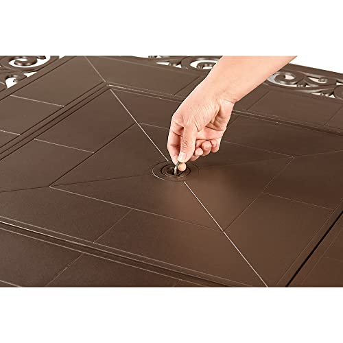 Image of Square 42 in. x 42 in. Aluminum Propane Fire Pit Table with Glass Beads, Two Covers, Lid, 57,000 BTUs in Brown Finish