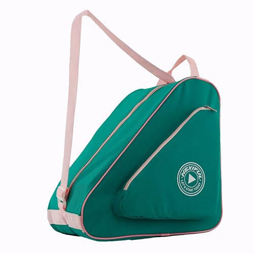HEXIFUL Bolsa De Skate Para Transportar Patins De Gelo, Patins Em Linha, Patins E Patins Quádruplos Para Crianças E Adultos (Verde/Rosa)