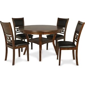 Newclassicfurnituregia5piecerounddiningsetwith1diningtableand4chairs47inchbrown Urban Country Home Decor New classic furniture gia 5 piece round dining set with 1 dining table and 4 chairs 47 inch brown urban country home decor
