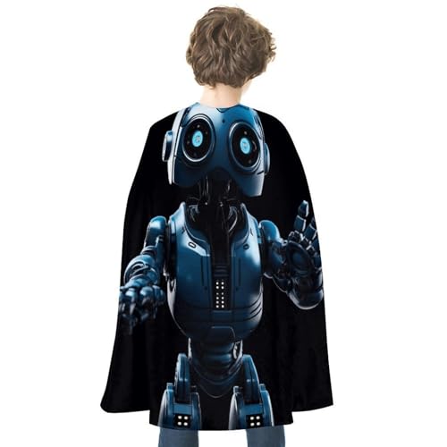 Renaissance Cape Halloween Costume for Men Women Blue Robot Vintage Capelet for Cosplay Parties Blue Robot