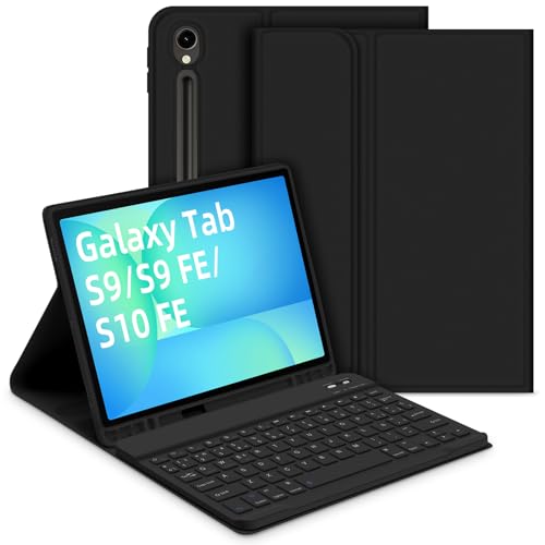 Capa com Teclado para Samsung Galaxy Tab S10 Lite/ S10 FE 10,9' 2025, Layout em Português Brasileiro Teclado com Capa para Galaxy Tab S10 FE / S9 FE 10,9 Polegadas / S9 11 Polegadas, Preto