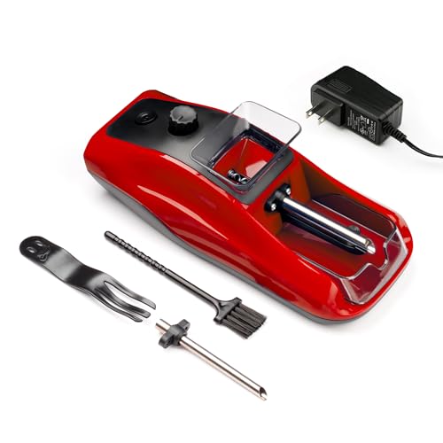 Cigarette Rolling Machine, Fanimyholy Portable Tobacco Injector Machine, Automatic Joint Roller Machine, One-Touch Rolling, Suitable for 6.5mm/8mm Tubes, Efficient and Durable (Red)
