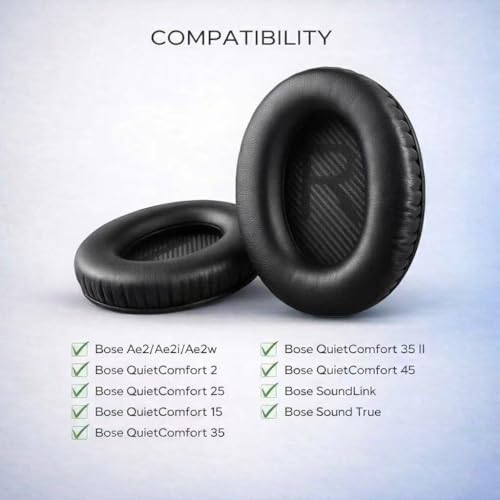 Repuestos de Almohadillas para Auriculares Bose QuietComfort 35 (QC35) y QuietComfort 35 II (QC 35 ii), Almohadillas con Memoria de Forma, Cuero de Proteína más Suave y Mayor Grosor miniatura 2