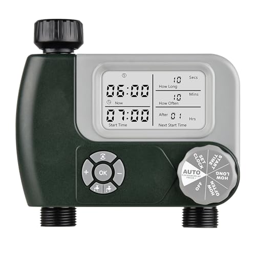 Minuterie d'arrosage automatique double zone étanche à écran LCD pour jardin - 2