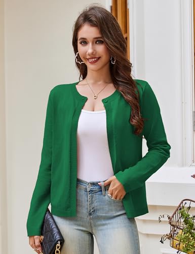 Image of OmicGot Women's Long Sleeve Shrugs Open Front Cropped Cardigan Sweater Bolero Shrugs S-XL