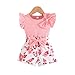 Toddler Baby Girls Ribbed Knit Outfit Ruffle Sleeveless Bowknot Tops Cute Flower Shorts Set Casual Fashion (Pink, 18)