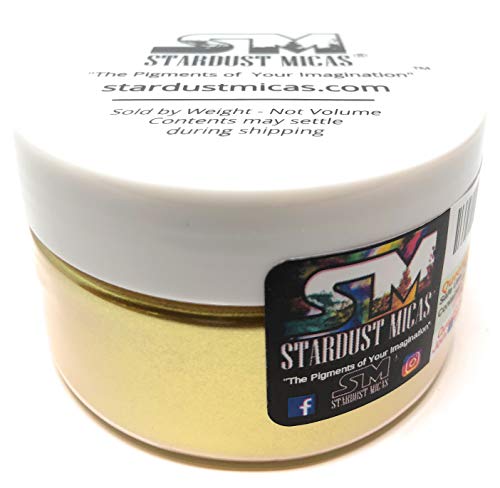 Stardust Micas Pigment Powder Cosmetic Grade Colorant for Makeup, Soap Making, Epoxy Resin, DIY Crafting Projects, Bright True Colors Stable Mica Batch Consistency (36 Gram Jar, Queens, Gold)