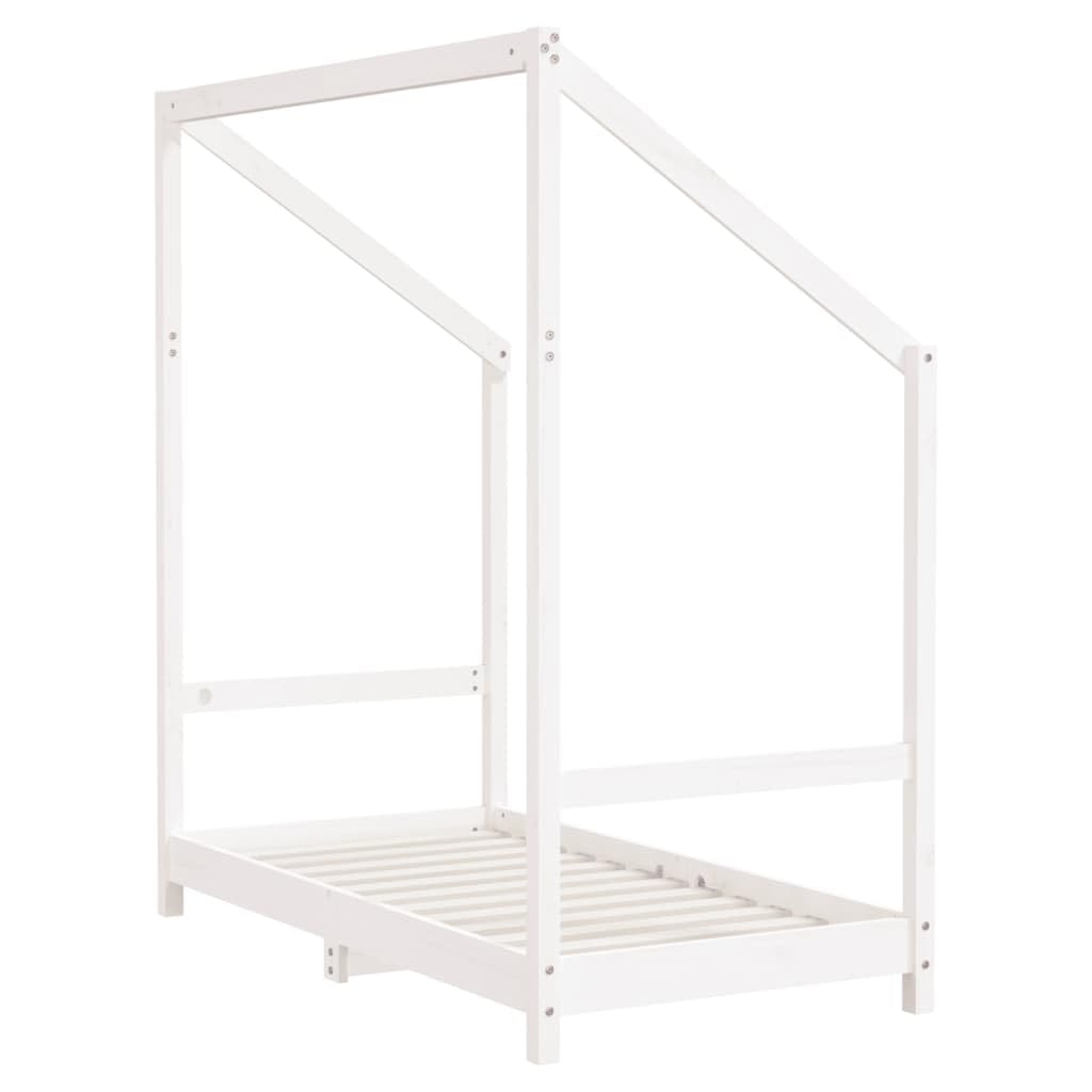 Kinderbett Weiß 70x140 cm Massivholz Kiefer mit Lattenrost und Schutzgitter für Kleinkinder geeignet, stabiles Holz, höhenverstellbar, umbaubar, mit Stauraum, ideal für Babys und Kinder