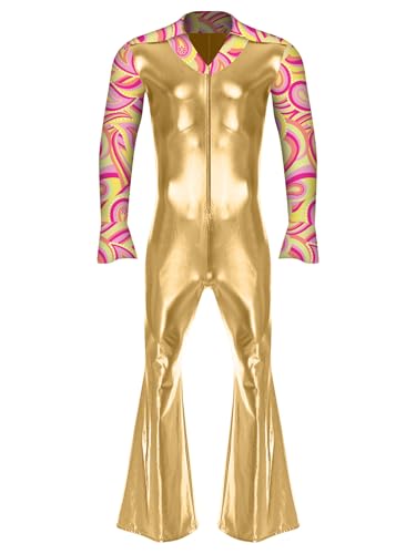 Combinaison Métallique Homme à Pantalon Évasé pour Déguisement Disco 70s