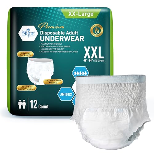 Image of MED PRIDE Disposable Adult Underwear,XX-Large(68-84 in),Absorbent,Unisex,12