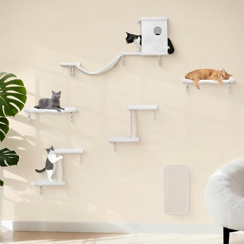 Meecal 6-in-1 Cat Wall Shelves, Wall-Mounted Cat...