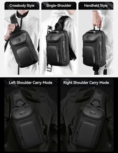 Image of reeyee Sling Crossbody Bag Men, Travel Hiking Shoulder Chest Bag Backpack | Anti-Theft Combination Lock,Fits 11 inch Tablet,Waterproof,Durable Fabric,Multi-compartment, storage,strap,for Commuting