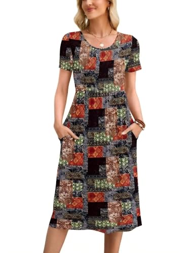 Image of Heymoments Women's Casual Short Sleeve Midi Dress with Pockets