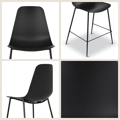 Image of Poly & BARK Isla Bar Stools Set of 3 - Counter Height Bar Stool for Kitchen - Set of Counter Stools - Indoor /Outdoor Barstools - Modern Kitchen Bar Stools - Ebony Black