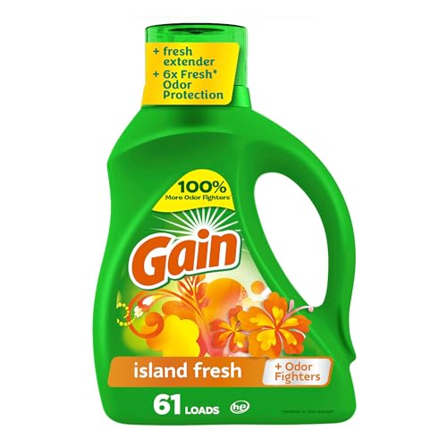 Gain + Aroma Boost Liquid Laundry Detergent, Island Fresh Scent, 61 Loads, 88 oz, HE Compatible
